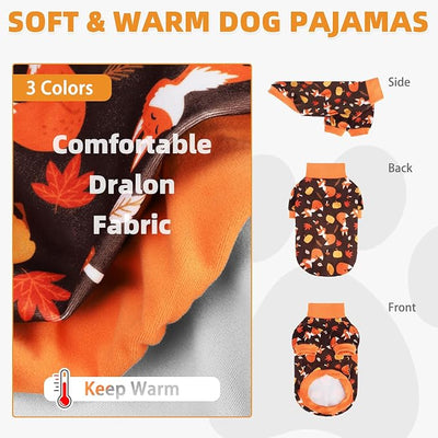KOOLTAIL Thanksgiving Dog Sweater, 3 Pack Fleece Fall Dog Shirt Turtleneck Pullover Clothes for Small Medium Large Dogs, Fuzzy Soft Warm Pet Winter Cold Weather Coat for Puppy Cat Girl Boy, Autumn XS