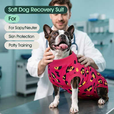 Kuoser Dog Recovery Suit for Dogs After Surgery,Professional Surgical Onesie for Female Male Dogs Spay Neuter,Soft Dog Surgery Suit Bodysuit for Abdominal Wounds Skin Disease,Rose 2XL