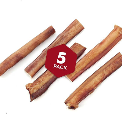 Best Bully Sticks Thick 12 Inch Bully Sticks for Dogs - 5 Count (Pack of 1) - Natural Grass-Fed Beef, Single Ingredient, Grain and Rawhide Free - Large Breeds