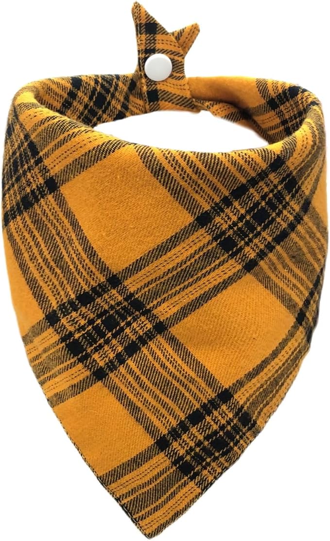 Fall Dog Bandana-Adjustable Cute Triangle Pet Scarf for Boys and Girls, Yellow & Black, Large