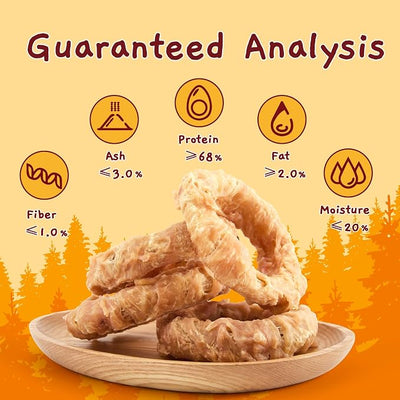 Jungle Calling Beef Tendons for Adult Dogs, Chicken Wrapped Tendons Dog Chews Long Lasting Hip and Joint Supplement for Dogs with Glucosamine (Ring) (Pack of 2)