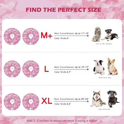 IEUUMLER Inflatable Recovery Dog Cone Collar, Neck Donut Protective ECollar, Adjustable Soft Collar for Dog and Cat After Surgery Prevent from Biting & Licking EU020 Pink Camo XL