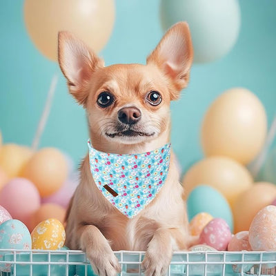 Easter Dog Bandana - Cute Blue Bunny Dog Neck Scarf, Soft Spring Pet Bib for Medium Large Dogs, Easter Photo Dogs Cats Prop for Daily Use Parties & Pet Photography L