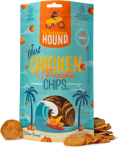 Chicken & Pumpkin Chips – 2 Simple Ingredient Dog Treats, All Natural & Healthy Training Snacks for Small, Medium & Large Breeds, Puppies – High Protein, 7oz