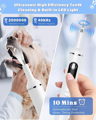 NATURE NERDS Plaque Remover for Teeth, Pet Tooth Brushing Kit, Dental Tools to Remove Plaque and Tartar, Safe for Dog and Cat, with LED Light, White
