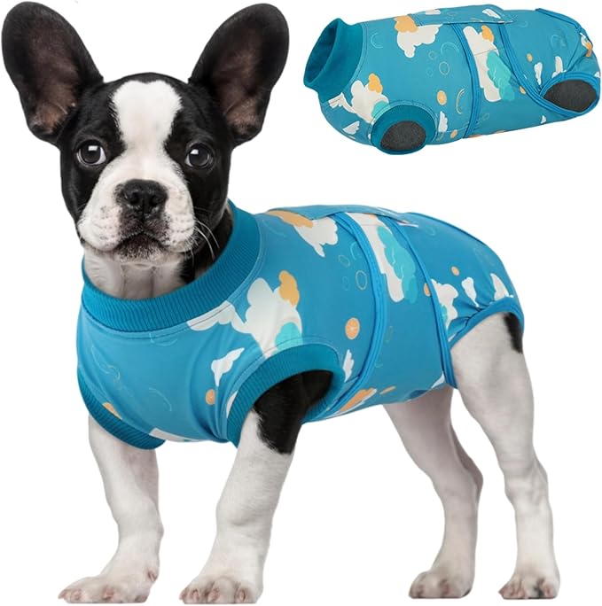 Kuoser Recovery Suit for Dogs After Surgery,Printed Dog Surgery Suit Female Male Spay Neuter,Anti-Licking Dog Onesie for Abdominal Wounds Skin Disease,Pet Surgical Recovery Bodysuit Cone Alternative,S