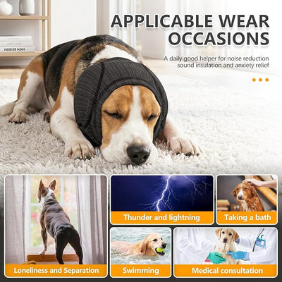 IECOii No Shake Dog Ear Wrap Hematoma, Breathable Dog Ear Cover with Soundproof Sponge, Anti Anxiety Snoods for Dogs Grooming & Blow Drying, Calming Earmuffs for Sound, Loud Noises & Travel Anxiety, M