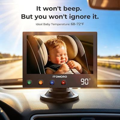 Itomoro Baby Car Camera with Real-Time Temp Display for Car Seat & Vehicles | Real-Time Cabin Temperature Display