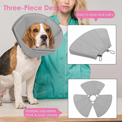 AOFITEE Soft Dog Cone Collar, Adjustable Cone for Dogs to Stop Licking, Dog Cones for Small Medium Large Dogs, Breathable Elizabethan Collar Wound Healing After Surgery(Grey,S)