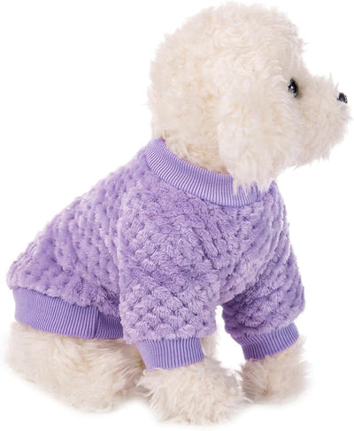 POMIU Dog Sweater, Dog Sweaters for Small Medium Dogs or Cat, Warm Soft Flannel Pet Clothes for Dogs Girl or Boy, Dog Shirt Coat Jacket (Peach+Purple+Rose, Small)