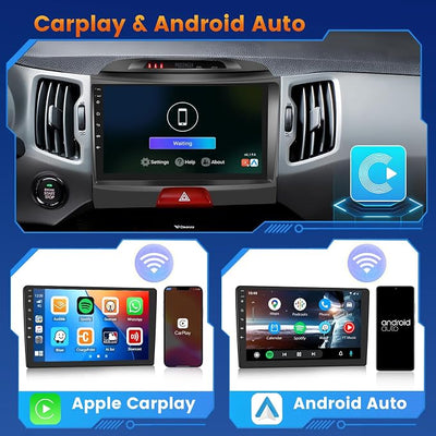 [2G+64G] Android 15 Car Radio for Kia Sportage 2010-2016 Car Stereo with Wireless Carplay Android Auto, 9 Inch HD Touchscreen with WiFi GPS Bluetooth5.0 FM/RDS USB SWC MIC