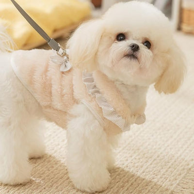 Lace Bow Decoration Puppy Coats Fleece Winter Dog Shirts Winter Coats for Small, Medium Chihuahua, Yorkie, Teacup Dogs Christmas Outfit
