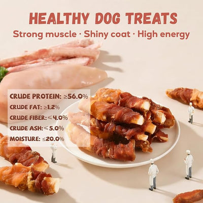 Pawmate Dog Treats Chicken & Duck Wrapped Beef Cartilages, Long Lasting Dog Bones Rawhide Free & Grain Free, Low Fat Dog Chews for Medium Large Breed Dogs, 10.6 oz