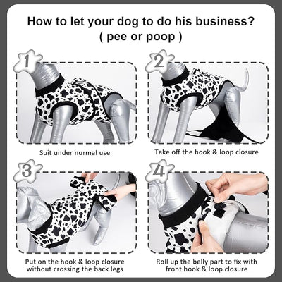 Dog Surgery Recovery Suit,Female Male Dog Onesie for Spay Neuter,Substitute E-Collar & Cone,Anti-Licking Breathable Onesie for Small Medium Large Dogs,Cow XL