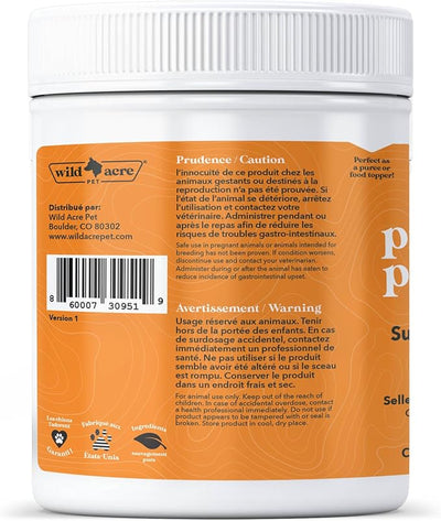 Wild Acre Pumpkin Powder for Dogs - No More Diarrhea or Scoots! - Digestive Puree Treat or Food Topper - Fiber Supplement for Dogs with Prebiotics, 16oz