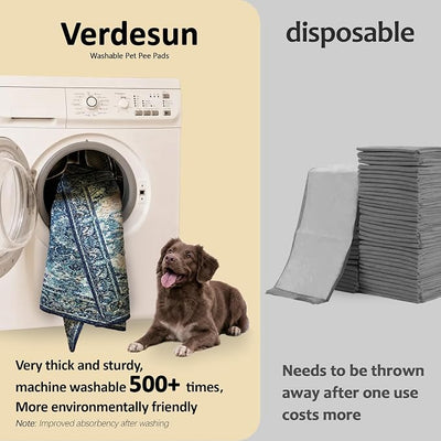 Washable Pee Pads for Dogs, Reusable Puppy Potty Training Pads, Ultra-Absorbent Thick Waterproof Leak-Proof Non-Slip Pads & Mat for Crate, Playpen, Floor, Whelping & Housebreaking , 2 Pack 36"x72"