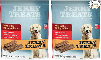 Jerky Treats Tender Strips Dog Snacks Beef 60 oz. 3.75 lbs - 2 Pack