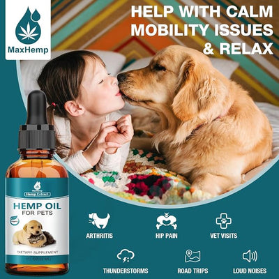 1 Packs Pet Неmр Oil for Dogs and Cats- Anxiеty, Stress Pain Holistic Inflammation Relief - for Joint Hip Аrthritis, Calming Oil Drop, Organic Pets Treats