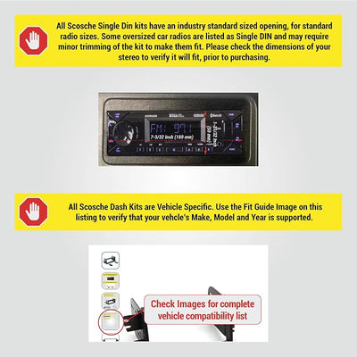 Scosche GM1483B Single DIN Dash Kit Compatible with Select 1995-05 Cadillac, Chevrolet and GMC Full Size Trucks - Car Stereo Radio Install Kit - Single DIN Radios Only - See Fit Guide in Images