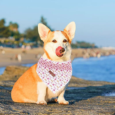 Lionheart Glory Pink Shark Dog Bandana - Washable Soft Dog Scarf, Square Adjustable Cute Bandanas for Medium Large Dogs