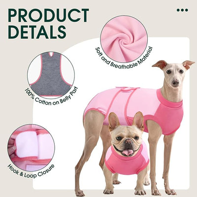 Kuoser Recovery Suit for Dogs, Soft Dog Spay Suit for Female Surgery Recovery, Breathable Dog Neuter Recovery Suit Male, Anti Licking Dog Onesie for Abdominal Wounds Cone Alternatives, Pink S