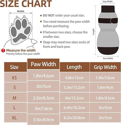 PUPTECK Anti-Slip Dog Socks with Double Sides Grips for Small Medium Large Dogs Hardwood Floors Prevents Licking, Dog Shoes for Hot Pavement Traction Control for Senior Dogs, Coffee Brown S
