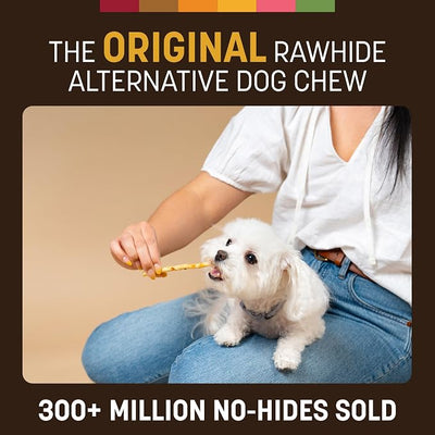 Earth Animal No Hide Stix - Long Lasting Rawhide Free Small Dog Chews Sticks, Peanut Butter - 40 Count Extra Value Pack