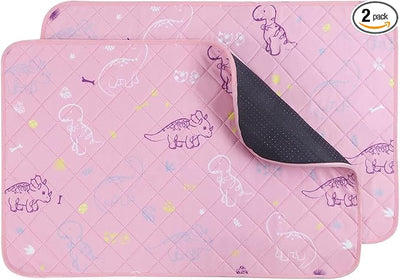 IEUUMLER Washable Pee Pads for Dogs, 2 Pack Non-Slip & Waterproof Whelping Pad, Reusable Puppy Potty Training With Fast Absorbent for Playpen EU007 (Pink Dinosaur, 30"X34"-2pcs)