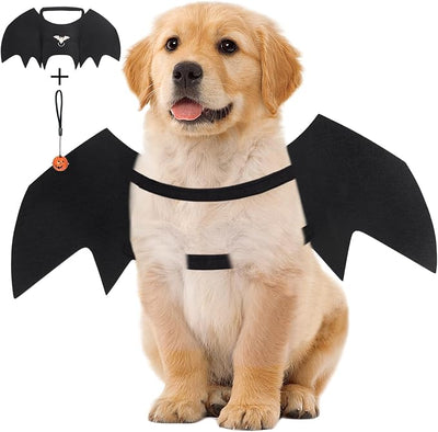 Vivifying Dog Bat Wings, Adjustable Halloween Costumes, Durable Bat Costume with Bell for Small Dogs and Large Cats Party Decoration and Cosplay (Small, Black)
