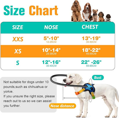 Anti Collision Blind Dog Halo Harness, No-Shock Protective Collar for Visually Impaired Dogs, Adjustable Secure Vest for Blind Dog Comfort Safety(10-14")