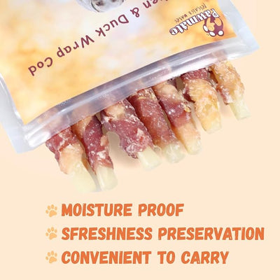 Pawmate Triple Flavor Dog Treats, Chicken Duck Wrapped Cod Sticks, Rawhide-Free Grain-Free Soft Chewy Treats Natural Ingredients, Training Snacks for Small Medium Large Dogs, 15-17 Counts, 10.6 oz