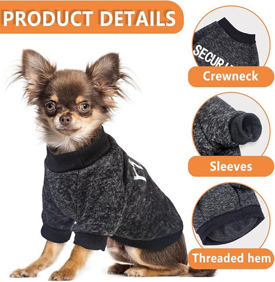 2 Pack Chihuahua Sweater Dog Sweaters for Small Dog Black Fleece Dog Sweater Chihuahua Clothes Security Pattern Puppy Clothes Fall Winter Pet Clothing Medium
