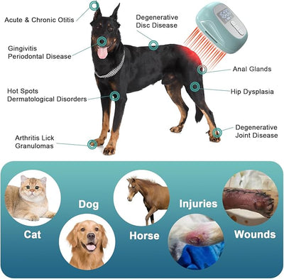 Dogs Cold Laser Therapy Brush Device, Red Light Therapy Vet Device for Arthritis Pain Relief, Cat Treatment Brush for Itchy, Irritated Skin, Allergy, Rashes, Safe and Painless Skin Care for Pets