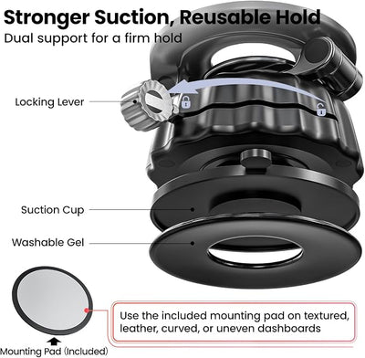 Stable Magnetic Vacuum Suction Cup Phone Holder for Car, Foldable Hands-Free Phone Mount for Dashboard and Windshield, Fit for iPhone & Android Phones, 360° Rotation, Convenient for Calls (Purple)
