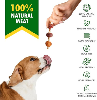 Beloved Pets Dog Treats Rawhide Kabobs with Duck & Chicken Human Grade Meat 10.6 Oz - All Natural & Dried Snacks - Grain Free Long Lasting Chews for Large & Small Dogs - Best Sticks for Training