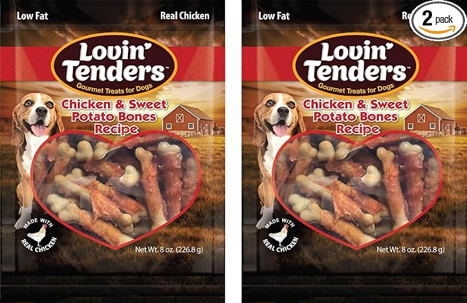 Lovin Tenders Chicken & Sweet Potato Bones Dog Treats (2 Pack - 8 oz per Pack)