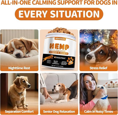 Hemp Calming Chews for Dogs, 180 Count Dogs Calming Chews, Anxiety Relief Treats for Stress Relief, Separation Aid, Barking, Composure, Promote Relaxation, Chicken Flavor