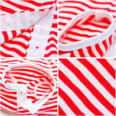 Dog’s Recovery Suit Post Surgery Shirt for Puppy, Wound Protective Clothes for Little Animals(red White Stripe-s)