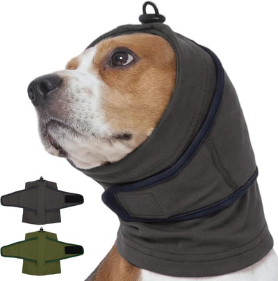 Nanaki Soft Calming Hoodie Quiet for Fireworks,4th of July, Dog Ear Wrap Hematoma Head Cover Anti Flapping, Snoods for Dogs for Eating & Drinking, Adjustable Dog Ear Protection for Bath Blow,Grey,XL