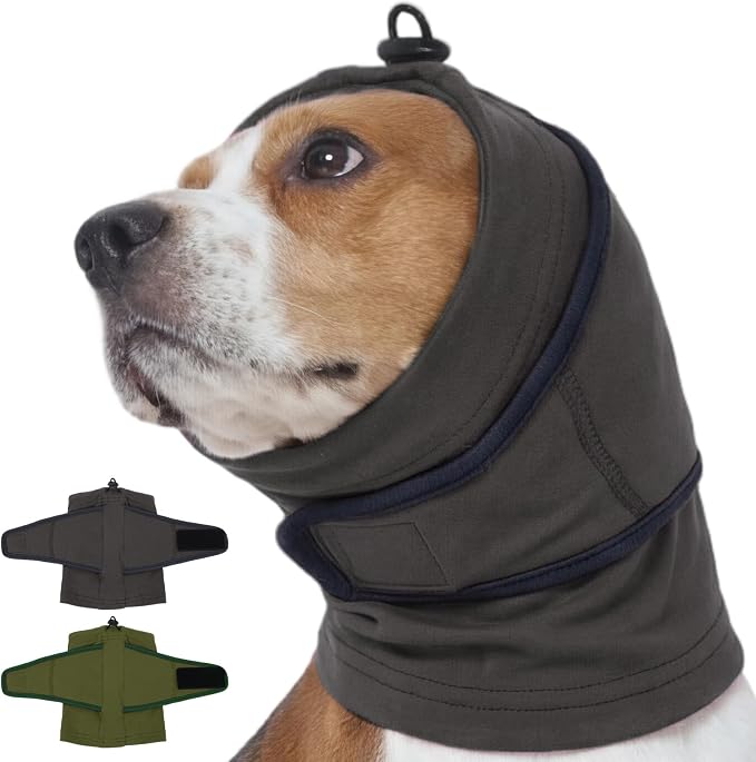Nanaki Dog Ear Muffs for Fireworks & Thunderstorm, Soft Dog Ear Covers for Bath Grooming, Head Wrap for Ear Hematoma for Vet Visit, Adjustable Quiet Ears for Dogs Noise Protection for Vacuum, Grey L