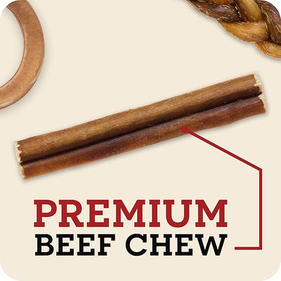 Redbarn Pet Products All Natural 4-5" Bully Sticks for Small & Medium Dogs - Healthy Long Lasting Chews Variety Party Pack - 100% Beef Single Ingredient Low Odor Rawhide Free - Bag, 12oz