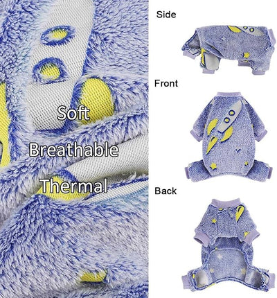 Sebaoyu Dog Pajamas for Small Dogs, Glow in Dark Tie Dye Unicorn Sweater, Super Soft Velvet Material Chihuahua Yorkie Tiny Clothes Outfits(XX-Small,Rocket)