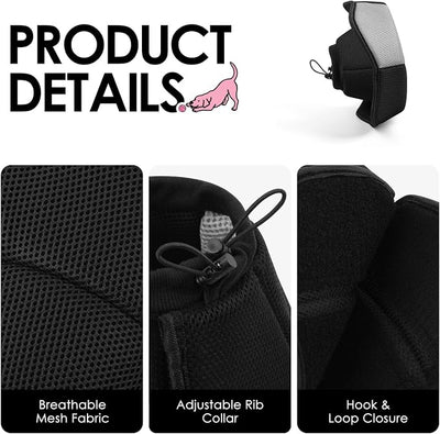AOFITEE Dog Cone - Foldable Cone for Dogs After Surgery, Adjustable Comfy Cones to Stop Licking, Soft Dog Cone Collar for Large Dogs, Elizabethan Pet E-Collar for Wound Healing, Black Large