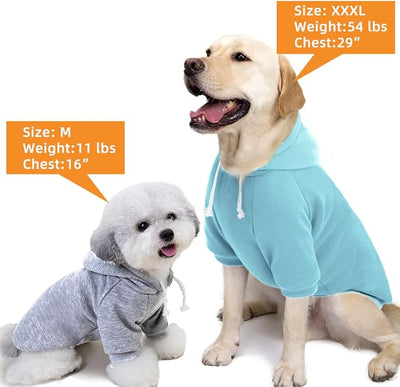 2-Pack Dog Hooded Sweaters & Jackets - Soft Dog Clothes Hoodie for Small/Medium/Large Dogs & Cats | All-Season Comfort & Fit, Stylish Pet Shirts Apparel & Accessories (Light Blue, Grey, Large)