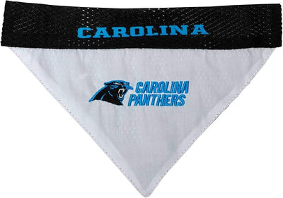 NFL DOG BANDANA - CAROLINA PANTHERS REVERSIBLE PET BANDANA. 2 Sided Sports Bandana with a PREMIUM Embroidery TEAM LOGO, Small/Medium. - 2 Sizes & 32 NFL Teams available