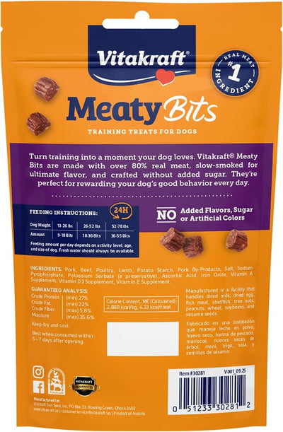 Vitakraft MeatyBits Lamb, Training Treats for Dogs, Naturally Smoked, Real Meat #1 Ingredient, No Added Sugar, No Artificial Flavors or Colors, Soft Dog Treats, Bag, 2.2 oz, 7 Count