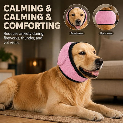 Noise Cancelling Ear Wrap,Quiet Dogs Calming Hoodie,Waterproof Dog Calming Hood,Dog No Shake Ear Muffs Noise Protection Firework Thunder Vacuum,Adjustable for Grooming Bathing & Swimming (Grey-M)