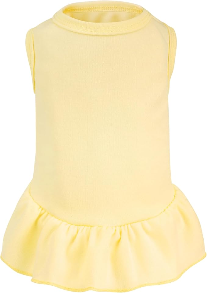 Dog Dresses Cat Skirt Solid Color Dog Clothes Summer Sleeveless Puppy Girl Clothes for Small Pet Dogs Cats (Yellow, Large)