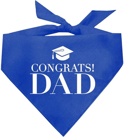 Congrats Dad Dog Bandana | 100% Cotton Adjustable Triangle | Made in USA | Graduation | College | Senior Year | Family Support | Class of |Royal, One Size (420)