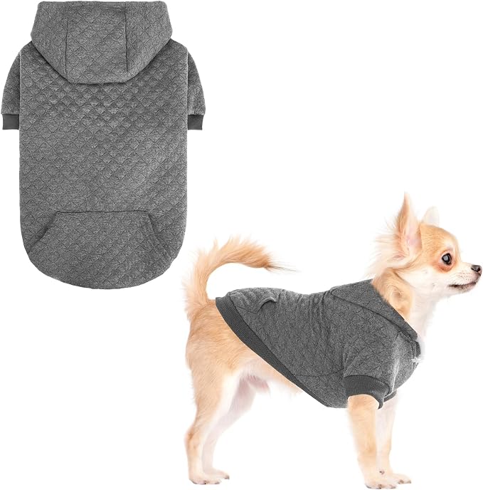 KOOLTAIL Small Dog Sweater, Ultra-Warm & Soft Winter Fall Sphynx Cat Clothes for Cats Only, Lightweight Dog Hoodie Sweatshirt for Small Dogs Boy Girl Yorkie, Chihuahua, Shih-Tzu, Puppy, Gray XS
